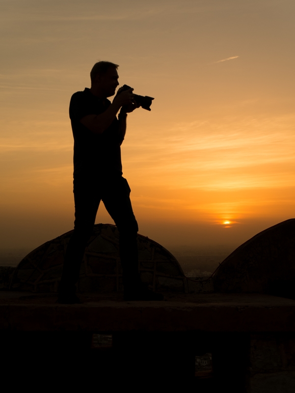 Fotograph im Sonnenuntergang - Jaipur