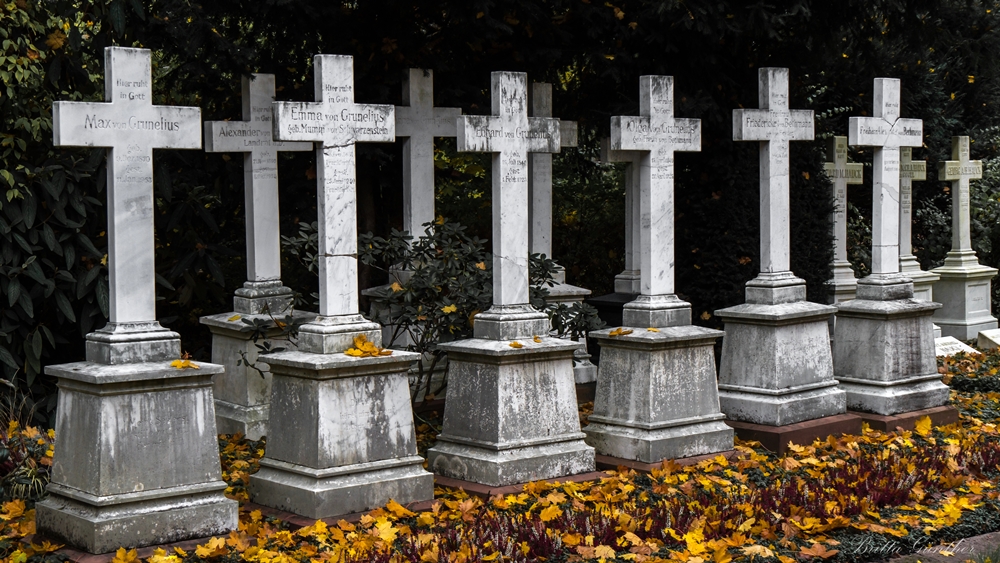 Kreuze mit Herbstlaub